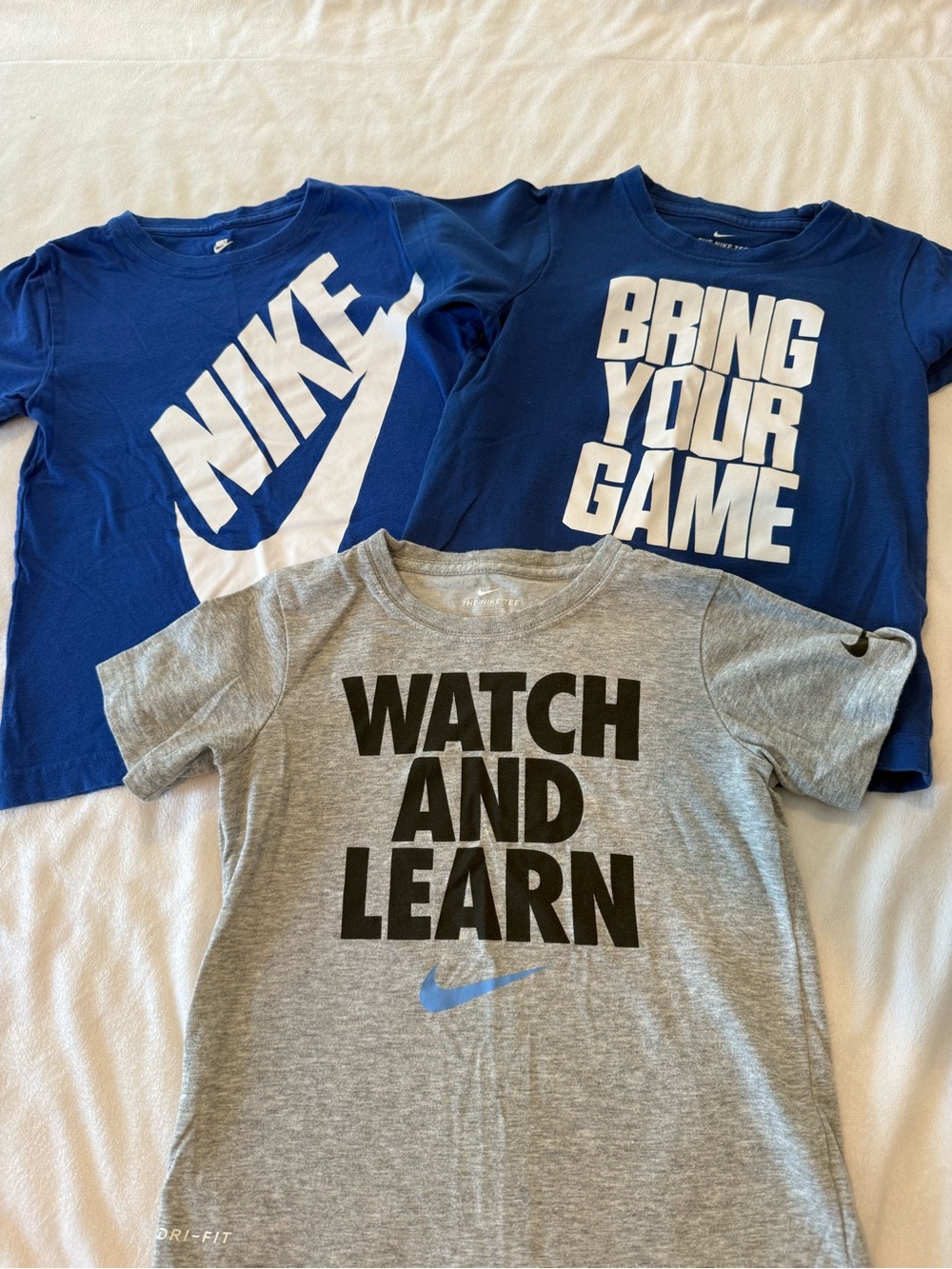 3 Pack Nike Kids' Short Sleeve Tees Pack - Blue & Gray